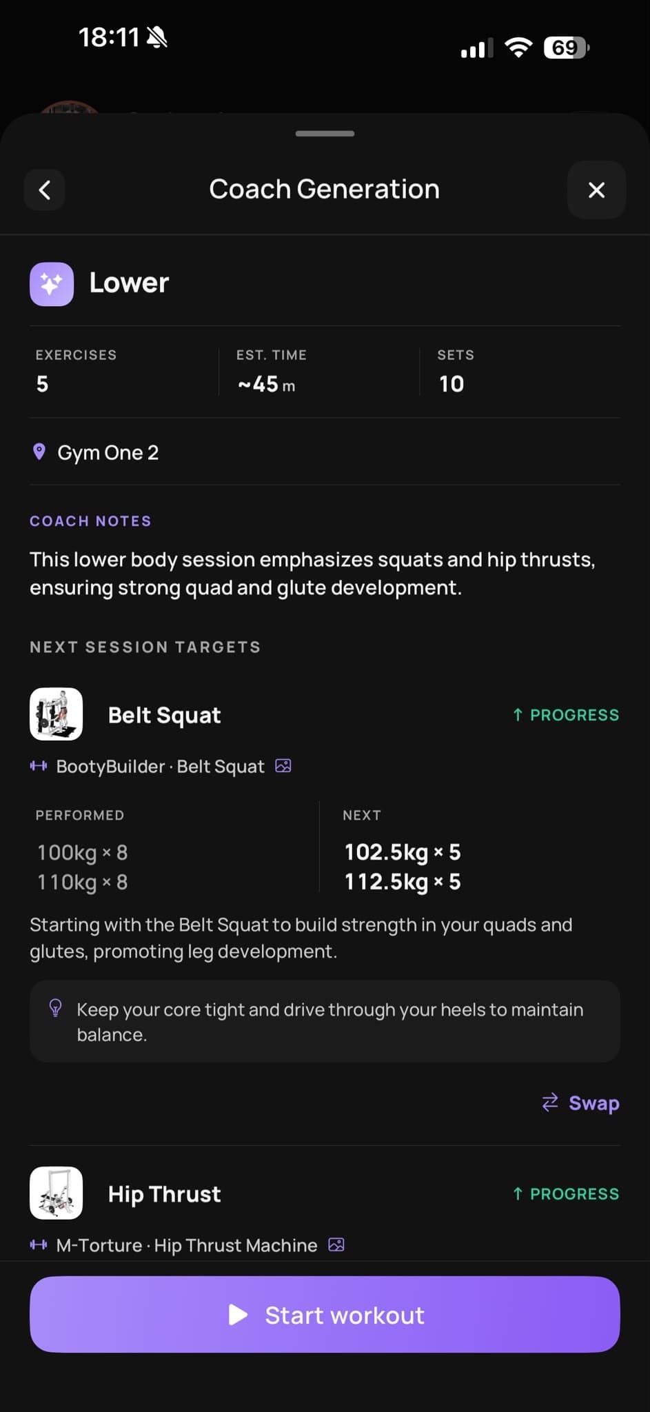 Coach builds your workout.