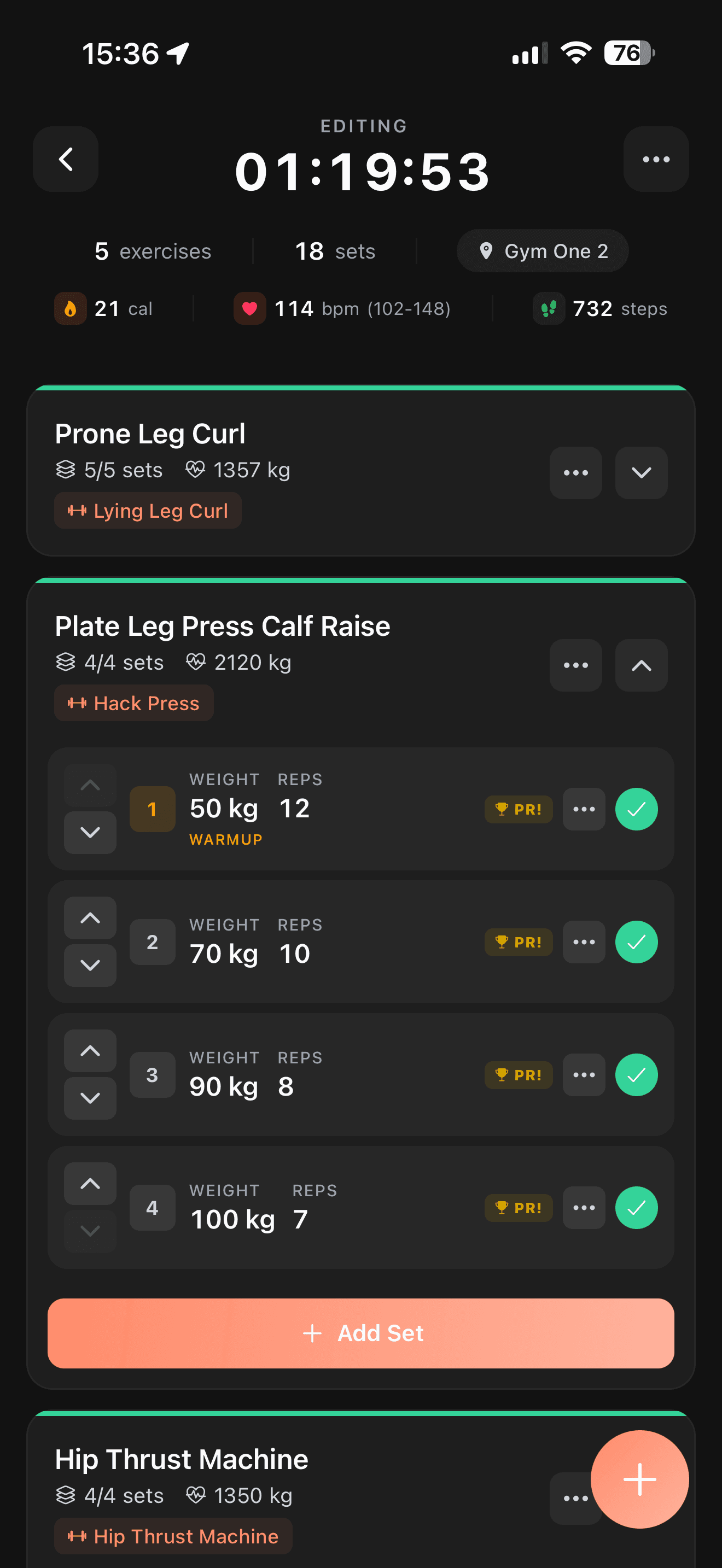 Workout Tracking screenshot